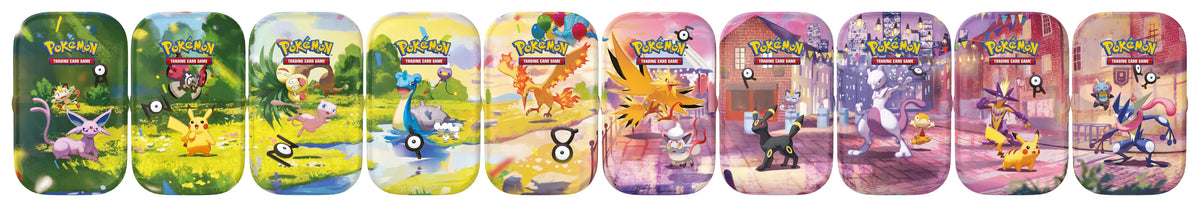 Pokémon TCG: 30th Celebration Mini Tin, alle tien designs